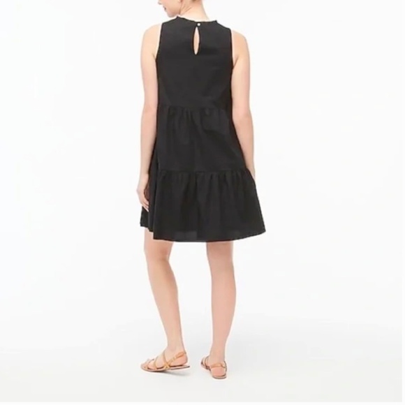 J.Crew Sleeveless Tiered Ruffle Neck Dress Size 8 Cotton Poplin, Pockets, Lined - Picture 2 of 11